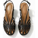 Ne&Ve Shoes Siyah Deri Biye Kadın Takunya Sandalet