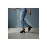 NE&VE SHOES Siyah Deri Hafif Tabanlı Tokalı Kadın Takunya Terlik