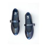 NE&VE SHOES Siyah Hakiki Deri Yuvarlak Burunlu Tokalı Kadın Babet