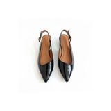 NE&VE SHOES Siyah Rugan Sivri Burun Tokalı Kadın Babet