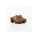 NE&VE SHOES Taba Deri Hafif Tabanlı Kadın Takunya Terlik