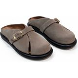 NE&VE SHOES Vizon Süet Hakiki Deri Tokalı Kadın Günlük Rahat Sabo Terlik