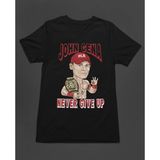 Never Give Up John Cena Baskılı Unisex Tişört T-Shirt - Siyah - M