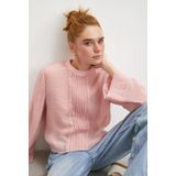 Never more Dantel Kesimli Uzun Kollu Bluz Pembe