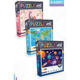 Neverland 100 Parça Eğitici Unıcorn ve Hayvan Dünya Haritası Puzzle 3 - 12 Yaş İçin
