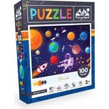 Neverland 100 Parça Puzzle Gezegenler Deseniyle El-Göz Koordinasyonu Geliştirir 17,5x22x5,5 cm