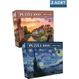 Neverland 1000 Parça Puzzle - Colmar ve Yıldızlı Gece (Starry Night) Zorluk Seviyesi Orta
