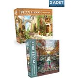 Neverland 1000 Parça Puzzle Eski Sokak ve Amsterdam 2 Adet Eğlenceli Zaman Geçirme
