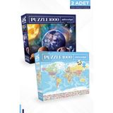 Neverland 1000 Parça Puzzle - Gezegenler ve Dünya Haritası Zorluk Seviyesi: Orta Kaliteli Materyal