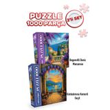 Neverland 2 ADET 1000 PARÇA PUZZLE - BEGONVİLLİ DENİZ MANZARASI VE GÜNBATIMINA KEMERLİ GEÇİT