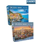 Neverland 2 Adet 1000 Parça Puzzle - Cinque Terre ve Istanbul Evening