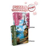 Neverland 2 ADET 1000 PARÇA PUZZLE- EİFFEL KULESİ VE GÖL MANZARASI