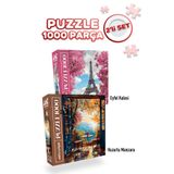 Neverland 2 ADET 1000 PARÇA PUZZLE- EİFFEL KULESİ VE HUZURLU MANZARA