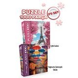 Neverland 2 ADET 1000 PARÇA PUZZLE- EİFFEL KULESİ VE YAĞMURLU ŞEMSİYELİ SOKAK