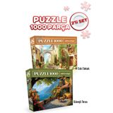 Neverland 2 ADET 1000 PARÇA PUZZLE- ESKİ SOKAK VE GÜNEŞLİ TERAS