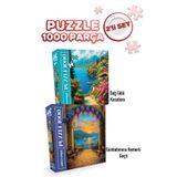 Neverland 2 ADET 1000 PARÇA PUZZLE - GÜNBATIMINA KEMERLİ GEÇİT VE DAĞ GÖLÜ KASABASI