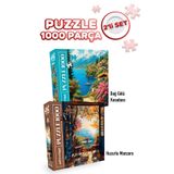 Neverland 2 ADET 1000 PARÇA PUZZLE - HUZURLU MANZARA VE DAĞ GÖLÜ KASABASI