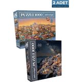 Neverland 2 Adet 1000 Parça Puzzle - Istanbul Evening ve Santorini
