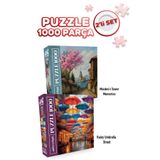 Neverland 2 ADET 1000 PARÇA PUZZLE -KIZ KULESİ ANILARI VE YAĞMURLU ŞEMSİYELİ SOKAK