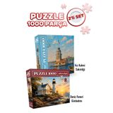 Neverland 2 ADET 1000 PARÇA PUZZLE -KIZ KULESİ SAKİNLİĞİ VE DENİZ FENERİ GÜNBATIMI