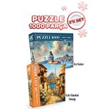 Neverland 2 ADET 1000 PARÇA PUZZLE- KIZ KULESİ VE ESKİ İSTANBUL SOKAĞI