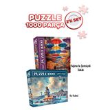 Neverland 2 ADET 1000 PARÇA PUZZLE- KIZ KULESİ VE YAĞMURLU ŞEMSİYELİ SOKAK