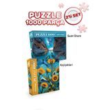 Neverland 2 ADET 1000 PARÇA PUZZLE- QUİET SHORE(SESSİZ KIYI) VE AYÇİÇEKLERİ