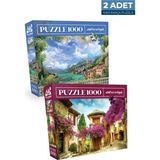Neverland 2 Adet 1000 Parça Puzzle - Sahil Manzarası ve Provence