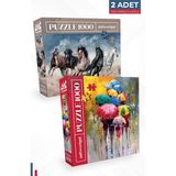 Neverland 2 Adet 1000 Parça Puzzle - Şemsiyeler Ve Atlar