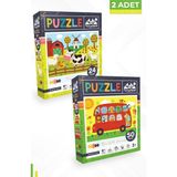 Neverland 2 Adet Puzzle - 24 Parça Çiftlik Hayvanları Ve 50 Parça Hayvanlarla Otobüs