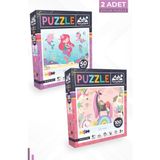 Neverland 2 Adet Puzzle - 50 Parça Deniz Kızı Ve 100 Parça Tek Boynuzlu At