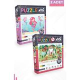 Neverland 2 Adet Puzzle - 50 Parça Deniz Kızı Ve 50 Parça Ara Ve Bul Sihirli Unıcorn