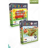 Neverland 2 Adet Puzzle 50 Parça Hayvanlarla Otobüs Ve 50 Parça Çiftlik Arkadaşları