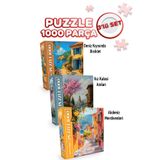 Neverland 3 ADET 1000 PARÇA PUZZLE -DENİZ KIYISINDA BİSİKLET VE KIZ KULESİ ANILARI VE AKDENİZ MERDİVENLERİ