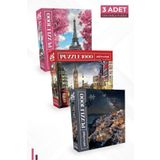 Neverland 3 Adet 1000 Parça Puzzle - Eyfel Kulesi Ve London Ve Santorını