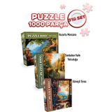 Neverland 3 ADET 1000 PARÇA PUZZLE - HUZURLU MANZARA VE SONBAHAR KAFE YOLCULUĞU VE GÜNEŞLİ TERAS