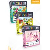 Neverland 3 Adet 24 Parça Puzzle - Sevimli Dinozorlar Ve Çiftlik Hayvanları Ve Sevimli Prenses
