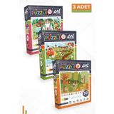 Neverland 3'lü 50 Parça Ara Ve Bul Puzzle - Sihirli Unıcorn Ve Çiftlik Arkadaşları Ve Sonbahar Ormanı