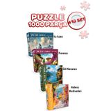 Neverland 4 ADET 1000 PARÇA PUZZLE -AKDENİZ MERDİVENLERİ VE GÖL MANZARASI VE KIZ KULESİ VE PROVENCE