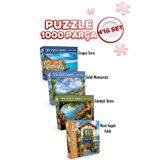 Neverland 4 ADET 1000 PARÇA PUZZLE -CINQUE TERRE VE VE SAHİL MANZARASI VE MAVİ KAPILI KAFE VE GÜNEŞLİ TERAS