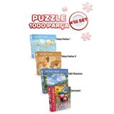 Neverland 4 Adet 1000 Parça Puzzle - Dünya Haritası Iı / Dünya Haritası I / Şemsiyeler / Sahil Manzarası