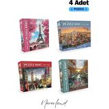 Neverland 4 Adet 1000 Parça Puzzle - Eyfel / Istanbul Evening / London / Amsterdam