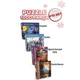 Neverland 4 ADET 1000 PARÇA PUZZLE -HUZURLU MANZARA VE YAĞMURLU ŞEMSİYELİ SOKAK VE GEZEGENLER VE İSTANBUL