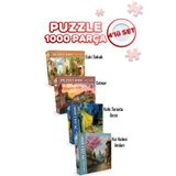 Neverland 4 ADET 1000 PARÇA PUZZLE - KAFE TERASTA GECE VE KIZ KULESİ ANILARI VE ESKİ SOKAK VE COLMAR