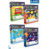 Neverland 4 Adet Puzzle - 50 P. Otobüs Ve Ay Hayvanları Ve 100 P. Hayvan Dünya Haritası Ve Gezegenler