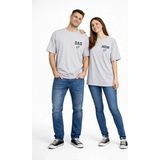 Nevermind Anne Baba Kombini Mom Dad Baskılı Çift Tişört Oversize Unisex 2’li Set - Antrasit - L - S