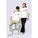 NEVERMIND Unisex Çift Erkek Kadın Tişört 2li Set Takım – The Key To Baskılı Sevgili Kombini - Beyaz - L/LNG