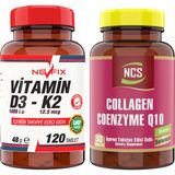Nevfix Collagen Coenzyme Q10 Biotin Zinc Selenium 30 Tablet & Nevfix Vitamin D3-K2 120 Tablet