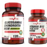 Nevfix Glucosamine Chondroitin MSM 120 Tablet + Vitamin B12 Folic Acid Biotin 120 Tablet