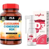 Nevfix Glucosamine Chondroitin MSM Collagen 60 Tablet + Vitamin D3 400 IU 20 ml Sprey